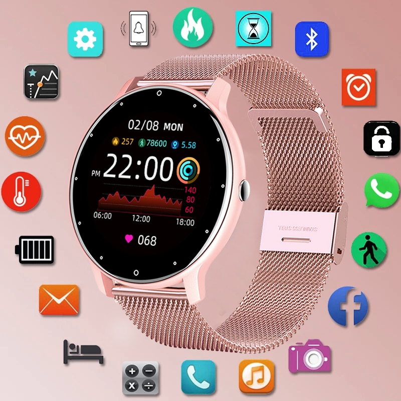 LIGE reloj inteligente para mujer, accesorio de pulsera resistente al agua IP67 con pantalla táctil